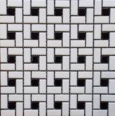 Spiral Pattern Porcelain Pinwheel Mosaic Floor Wall Tile Matte White w/Shiny Black Dots for Kitchen Backsplash, Bathroom Shower, Accent Wall